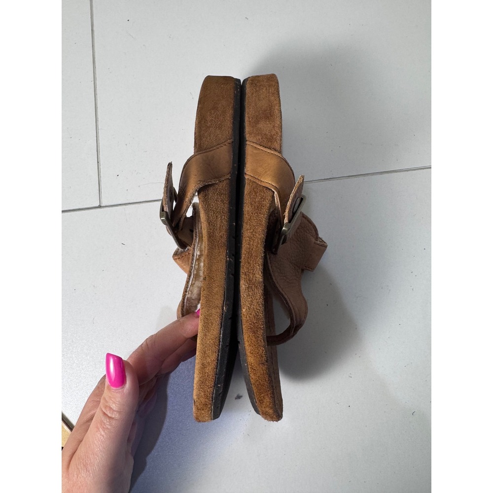 UGG Australia Leather‎ Thong Sandals Women Size 6 Brown Shearling Lined Boho - Picture 4 of 10